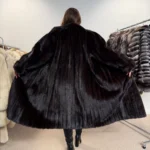 Mink Fur Coat, Dark Brown, Size L